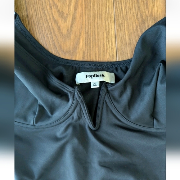 Popilush Deep V Neck Thong Shapewear Bodysuit Black XL NWT - Picture 5 of 13